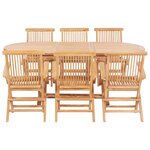 vidaXL Ensemble à manger d'extérieur 7Pièces 150-200x100x75cm Teck massif