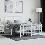 vidaXL Cadre de lit métal sans matelas et pied de lit blanc 120x200 cm