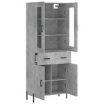 vidaXL Buffet haut Gris béton 69 5x34x180 cm Bois d'ingénierie