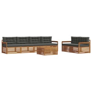 vidaXL Ensemble de canapés d'extérieur 7 pc Naturel et Anthracite