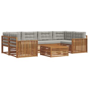 vidaXL Ensemble de canapés d'extérieur 7 pc Gris Naturel et Clair