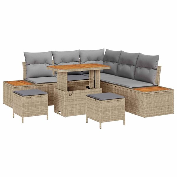 vidaXL Ensemble de canapé de jardin 8 Pièces Beige Poly rotin