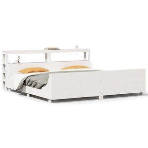vidaXL Cadre de lit sans matelas blanc 200x200 cm bois massif de pin
