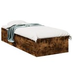 vidaXL Cadre de lit chêne fumé 100x200 cm bois d'ingénierie