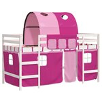 vidaXL Lit mezzanine enfants avec tunnel sans matelas rose 80x200 cm