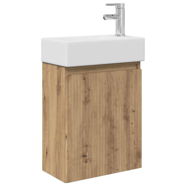 vidaXL Meuble de salle de bain avec robinet Chêne artisanal