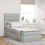 vidaXL Lit de rangement LED avec matelas Gris clair 90 x 190 cm