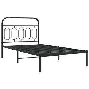 vidaXL Cadre de lit métal avec tête de lit noir 107x203 cm