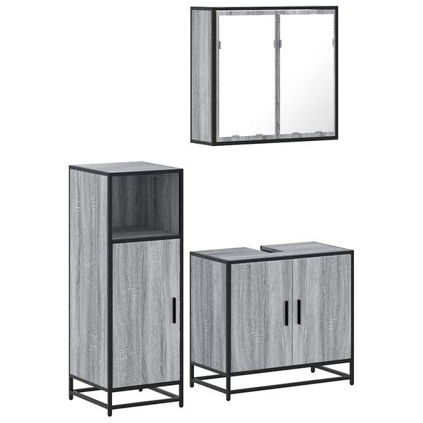 vidaXL Ensemble de meubles de salle de bain 3 Pièces Sonoma gris