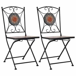 vidaXL Chaises de bistrot mosaïque 2 Pièces Orange et gris