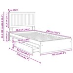 vidaXL Lit de Rangement Gris Sonoma 100 x 200 cm Bois d'ingénierie