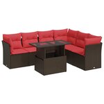 vidaXL Salon de jardin avec coussins 7 Pièces marron résine tressée acacia