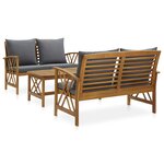 vidaXL Salon de jardin 3 Pièces avec coussins Bois d'acacia massif