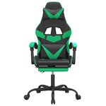 vidaXL Chaise de jeu avec repose-pied Noir et vert Similicuir