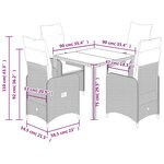 vidaXL Ensemble de bistro de jardin 5 Pièces coussins noir poly rotin