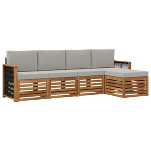 vidaXL Ensemble de canapés d'extérieur 5 pc Naturel et gris clair