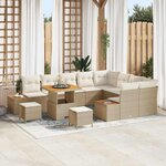 vidaXL Ensemble de canapé de jardin 12 Pièces Beige Poly rotin