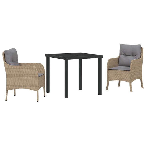vidaXL Ensemble de salle à manger pour jardin 3 Pièces Beige Poly rotin