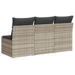 vidaXL Canapé de jardin et coussins 3 places gris clair résine tressée