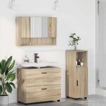 vidaXL Ensemble de mobilier de salle de bain 3 Pièces Chêne sonoma