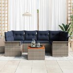 vidaXL Ensemble de canapé de jardin 7 Pièces Gris et bleu marine