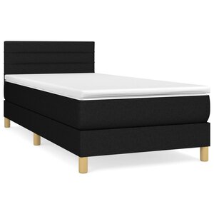 vidaXL Sommier à lattes de lit avec matelas Noir 90x190 cm Tissu