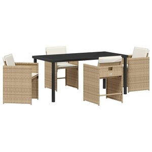 vidaXL Ensemble de salle à manger pour jardin 5 Pièces Beige polyrotin