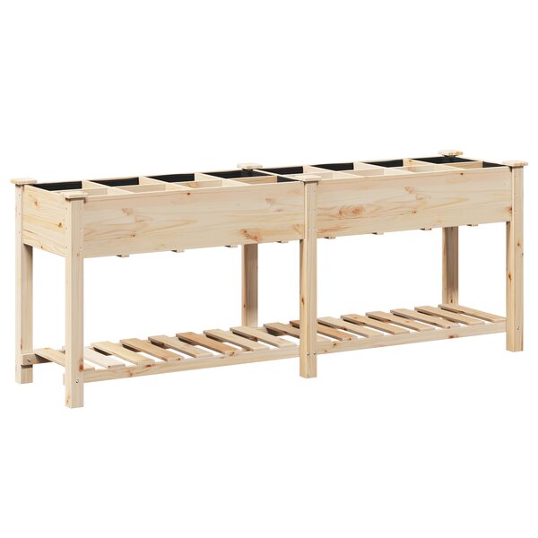 Jardinier vidaXL avec grilles 203x53x76 cm en bois massif de sapin