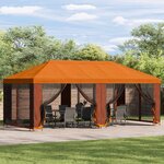 vidaXL Gazebo avec murs latéraux 6 x 3 m Orange Polyester et Acier 190
