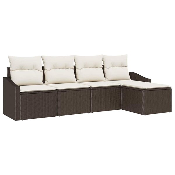 vidaXL Ensemble de canapé de jardin 5 Pièces Marron Poly rotin