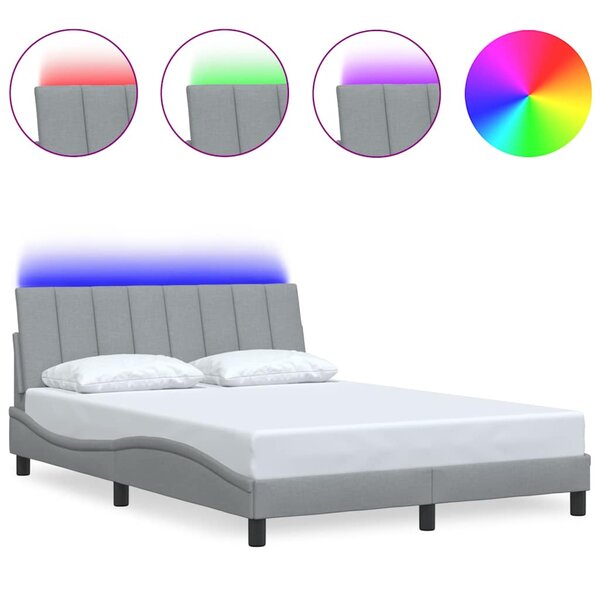 vidaXL Cadre de lit sans matelas gris clair 140x190 cm tissu