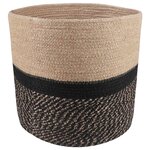 vidaXL Ensemble de Pots à Plantes 2 Pièces Naturel et noir Ø 28 x 28 cm