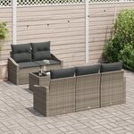 vidaXL Ensemble de Canapés de Jardin de 6 Pièces avec Coussins Gris