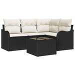 vidaXL Ensemble de Canapé de Jardin 4 Pièces avec Coussins Brun Poly Rattan