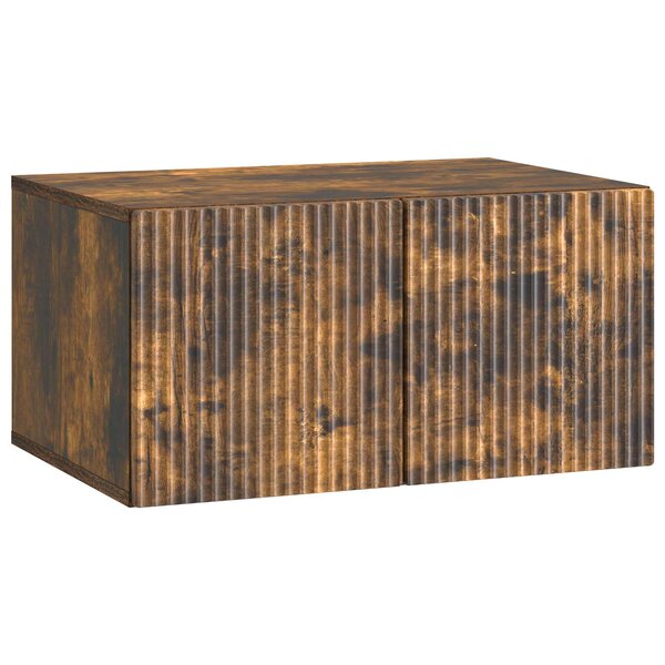 vidaXL Meuble TV mural 59 5 x 41 x 30 cm Chêne fumé Bois d'ingénierie