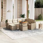 vidaXL Salon de jardin avec coussins 8 Pièces beige résine tressée