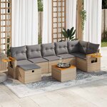vidaXL Salon de jardin avec coussins 8 Pièces beige résine tressée