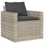 vidaXL Salon de jardin 4 Pièces avec coussins gris clair résine tressée