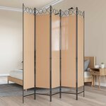 vidaXL Paravent 5 panneaux Beige 200 x 200 cm Tissu
