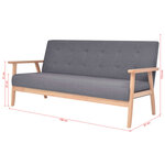 vidaXL Canapé à 3 places Tissu Gris foncé