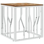 vidaXL Table basse argenté acier inoxydable/bois massif récupération