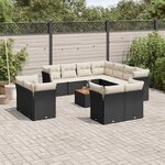 vidaXL Salon de jardin 12 Pièces avec coussins noir résine tressée