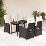 vidaXL Ensemble à manger de jardin coussins 5Pièces Noir Résine tressée