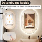 Miroir mural de salle de bain led ovale 80 cm x 50 cm rétro-éclairé à intensité variable 3 couleurs interrupteur tactile intelligent antibuée antidéflagrant 20_0006308