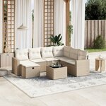 vidaXL Salon de jardin avec coussins 8 Pièces beige résine tressée