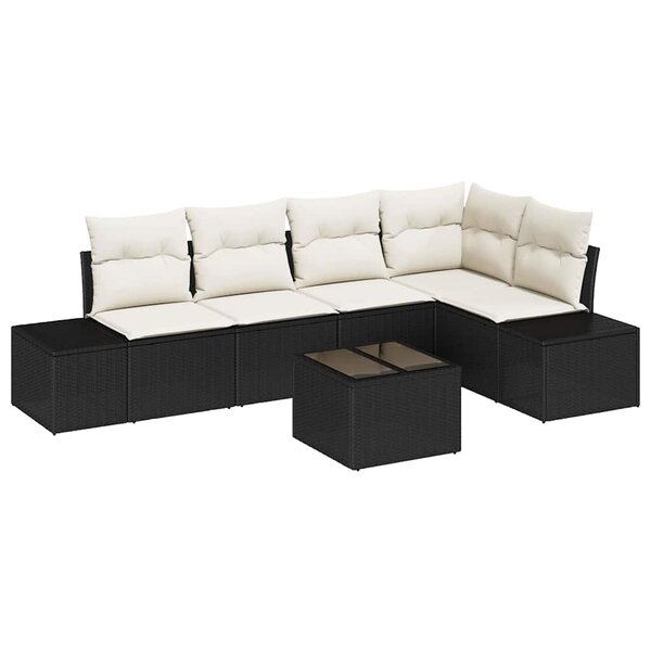 vidaXL Ensemble de canapé de jardin avec coussin 6 Pièces Marron  Crème