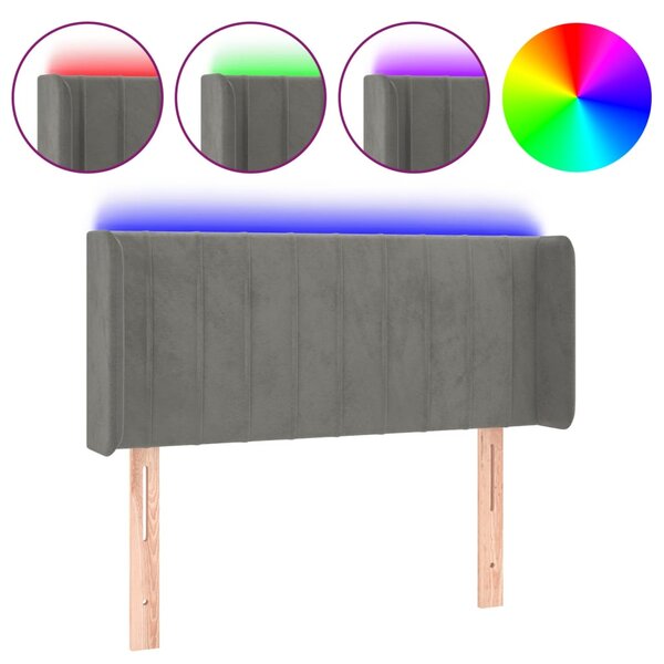 vidaXL Tête de lit à LED Gris clair 83x16x78/88 cm Velours
