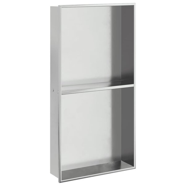 vidaXL Niche de douche argenté brossé 32x62x9 cm acier inoxydable