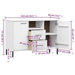 vidaXL Buffet avec pieds en métal Blanc 113x40x77 cm Bois massif OSLO
