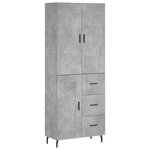 vidaXL Buffet haut Gris béton 69 5x34x180 cm Bois d'ingénierie